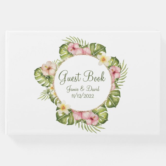 Livro De Visitas Casamento de Flores Tropicais do Havaí (Frente)