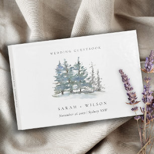 Livro De Visitas Casamento de Florestas Rustic Dusky Green Blue Pin