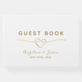 Livro De Visitas Casamento de Folha de Ouro Elegante Simples