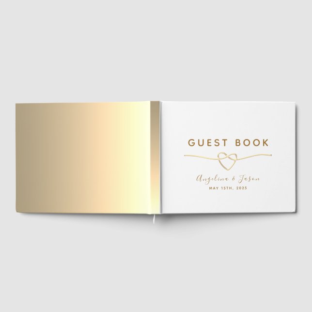 Livro De Visitas Casamento de Folha de Ouro Elegante Simples (Completo)
