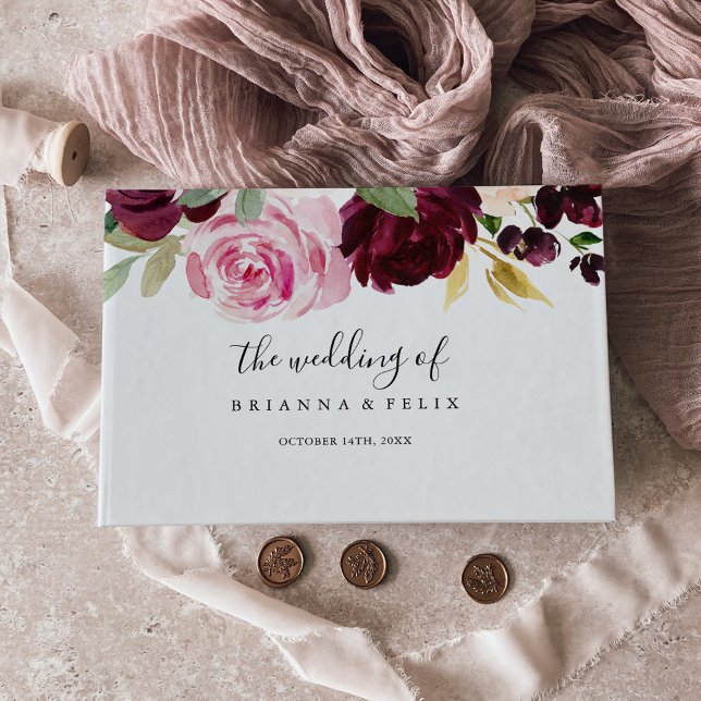 Livro De Visitas Casamento de Folhagem Botânica e Floral Rustic (Criador carregado)