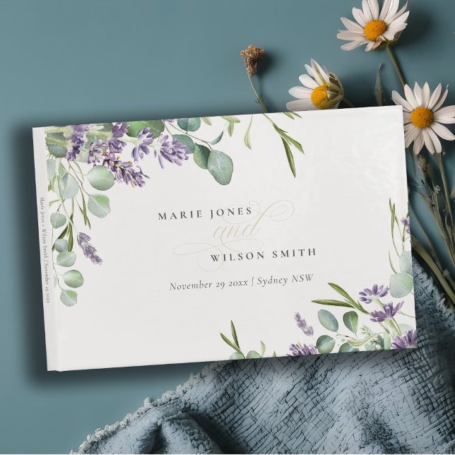 Livro De Visitas Casamento de Folhagem Eucalyptus Leafy, Lavanda El (Criador carregado)