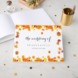 Livro De Visitas Casamento de Folhas de Outono Rústico