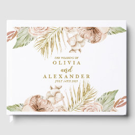 Livro De Visitas Casamento de folhas de palmeira floral seca tropic