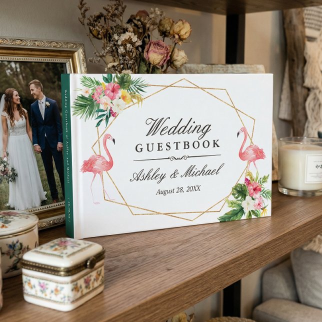 Livro De Visitas Casamento de Folhas Florais Tropicais (Criador carregado)