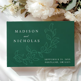 Livro De Visitas Casamento de Foto de Folhas Verdes em Cascata Eleg