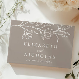 Livro De Visitas Casamento De Foto Floral De Taupe Escrito