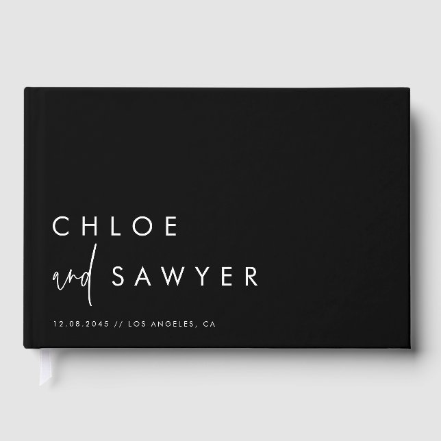 Livro De Visitas Casamento de Foto Preta com Script Manuscrito Mini (Frente)