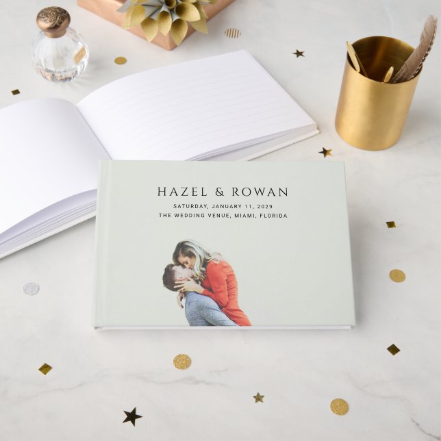 Livro De Visitas Casamento de Foto Simples Moderna (Frente aberta)