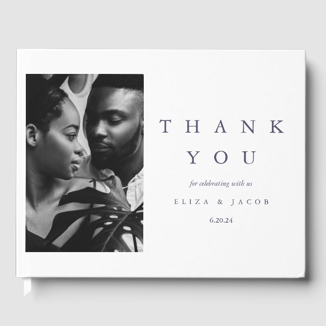 Livro De Visitas Casamento de Fotografia com Tipografia Violeta Mod (Frente)