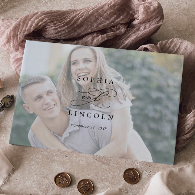 Livro De Visitas Casamento de Fotografia do Monograma da Caligrafia (Criador carregado)