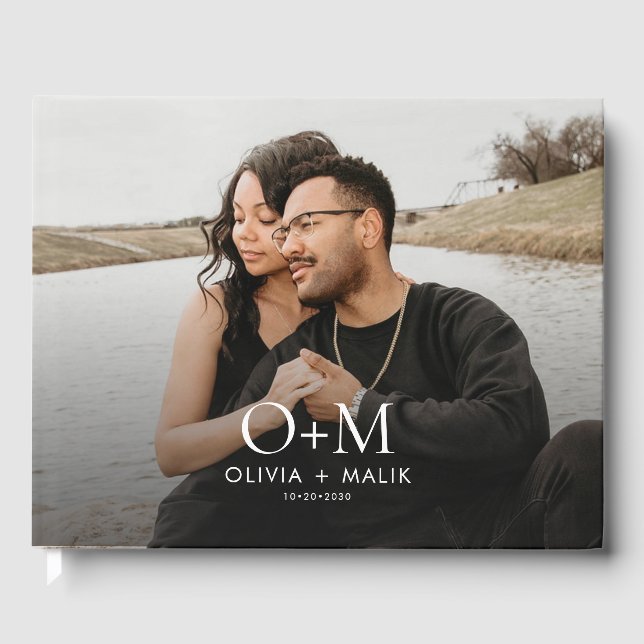 Livro De Visitas Casamento de Fotografia Simples do Casal Moderno (Frente)