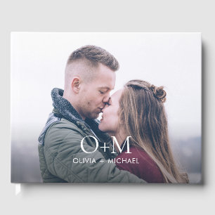 Livro De Visitas Casamento de Fotografia Simples do Monograma Moder