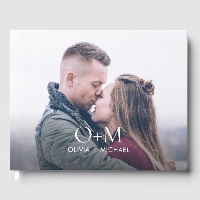 Livro De Visitas Casamento de Fotografia Simples do Monograma Moder (Frente)