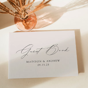Livro De Visitas Casamento de Fotografias com Creme de Script Elega