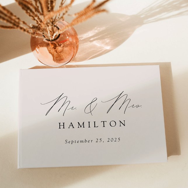 Livro De Visitas Casamento de Fotografias com Creme de Script Elega (Criador carregado)