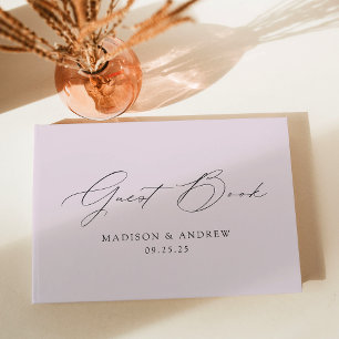 Livro De Visitas Casamento de Fotografias de Lavanda de Script Eleg