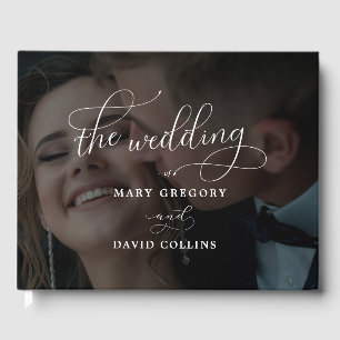 Livro De Visitas Casamento de Fotografias de Sobreposição Preta e