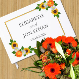 Livro De Visitas Casamento de Frame Dourado Floral