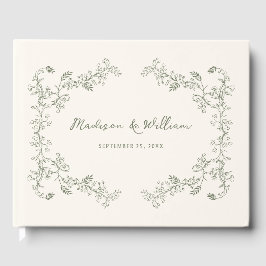 Livro De Visitas Casamento de Frame Floral Rustic Sage Vintage