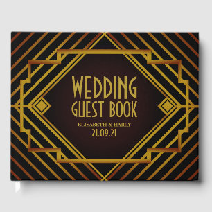 Livro De Visitas Casamento de Gatsby Dourado de 2020