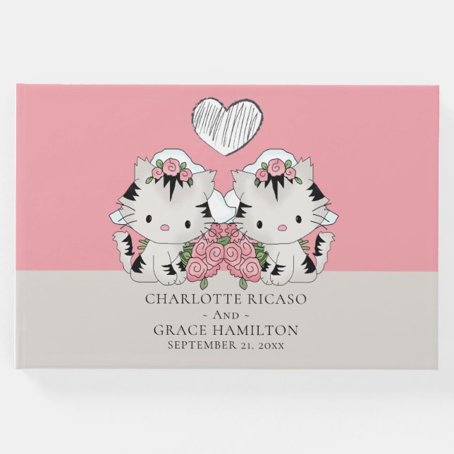 Livro De Visitas Casamento de Gay personalizado de duas noivas (Frente)