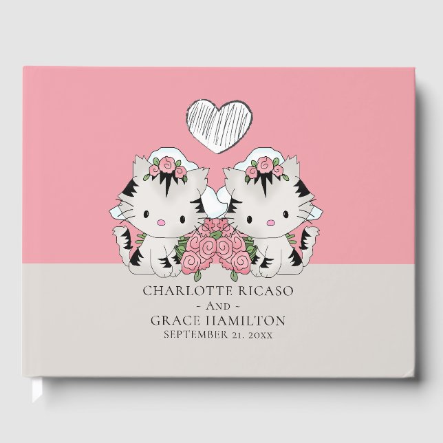 Livro De Visitas Casamento de Gay personalizado de duas noivas (Frente)