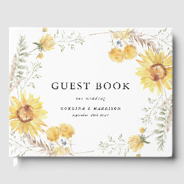 Livro De Visitas Casamento de Girassol no Verão Tardio