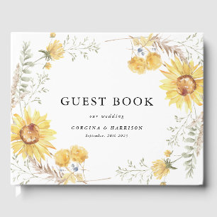 Livro De Visitas Casamento de Girassol no Verão Tardio