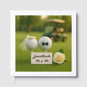 Livro De Visitas Casamento de Golfe com bolas na grama verde noiva 