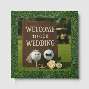 Livro De Visitas Casamento de golfe com bolas no noivo de grama ver