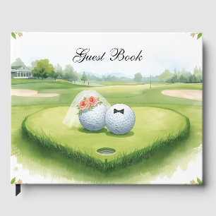 Livro De Visitas Casamento de golfe Noiva & Noivo Golfista no campo