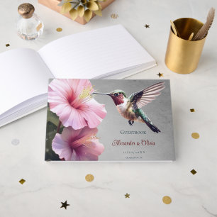 Livro De Visitas Casamento de Hummingbird e Hibiscus   CINZAS