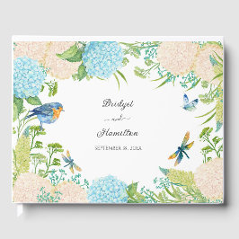 Livro De Visitas Casamento de Hydrangea Azul Elegante