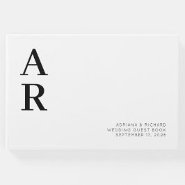 Livro De Visitas Casamento de Iniciais de Negrito Minimalista