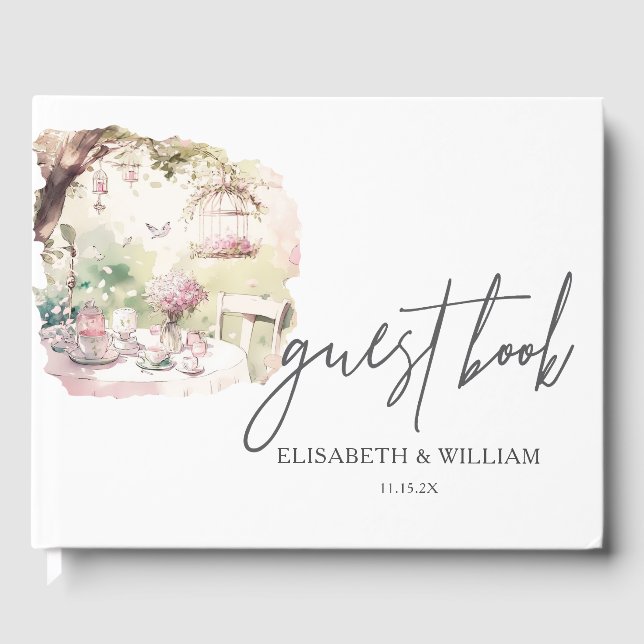 Livro De Visitas Casamento de Jardim Externo Personalizado (Frente)