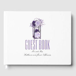 Livro De Visitas Casamento de Lanterna Floral Roxo