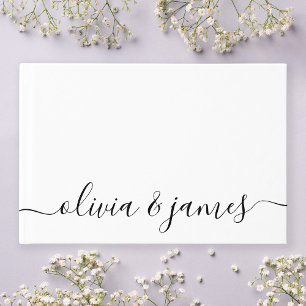 Livro De Visitas Casamento de Letra Caligráfica Preta e Branca