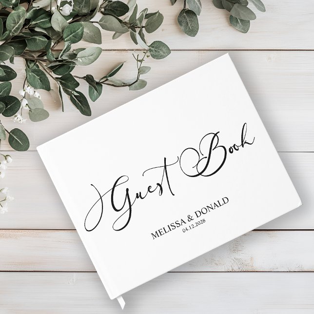 Livro De Visitas Casamento de Letra Moderna Simples Preta (Criador carregado)