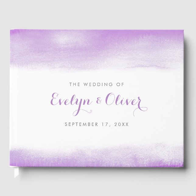 Livro De Visitas Casamento de Lilac Watercolor Wash (Frente)