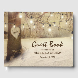 Livro De Visitas Casamento de Luzes de Natal da Árvore de inverno r