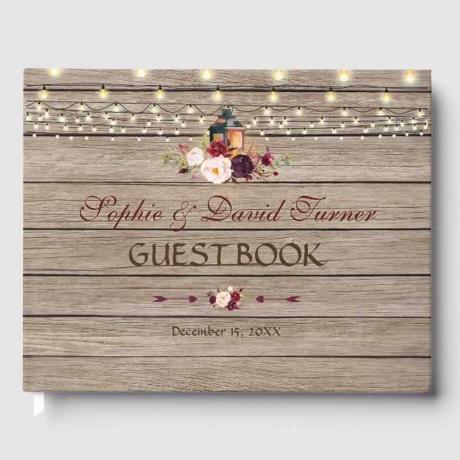 Livro De Visitas Casamento de Luzes Florais de Lanterna Floral da B (Frente)