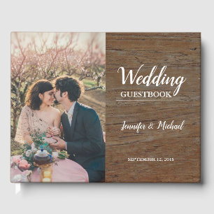 Livro De Visitas Casamento de madeira escuro rústico da foto dos
