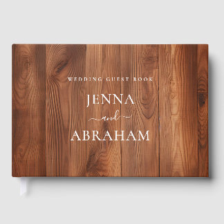 Livro De Visitas Casamento De Madeira Russa Com Script Elegante