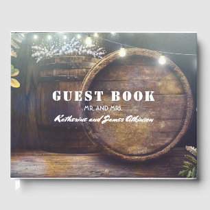 Livro De Visitas Casamento de madeira rústico do tambor da