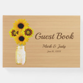 Livro De Visitas Casamento de Mason Jar Floral Amarelo-Claro