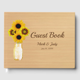 Livro De Visitas Casamento de Mason Jar Floral Amarelo-Claro