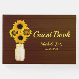 Livro De Visitas Casamento de Mason Jar Floral Amarelo-escuro