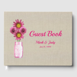 Livro De Visitas Casamento de Mason Jar Floral Rosa-Rosa-Russo Burl