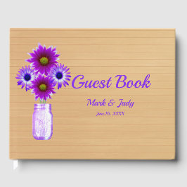 Livro De Visitas Casamento de Mason Jar Floral Roxo-Claro